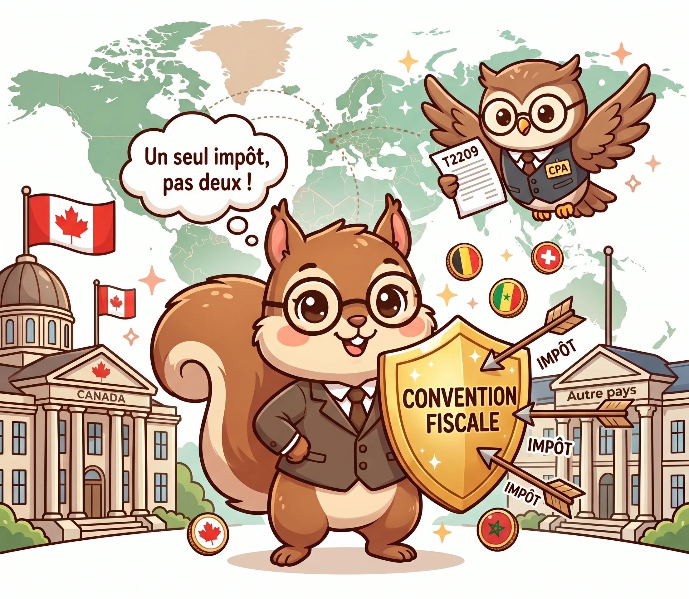Double imposition et conventions fiscales : Canada vs France, Belgique, Suisse, Afrique (2026)