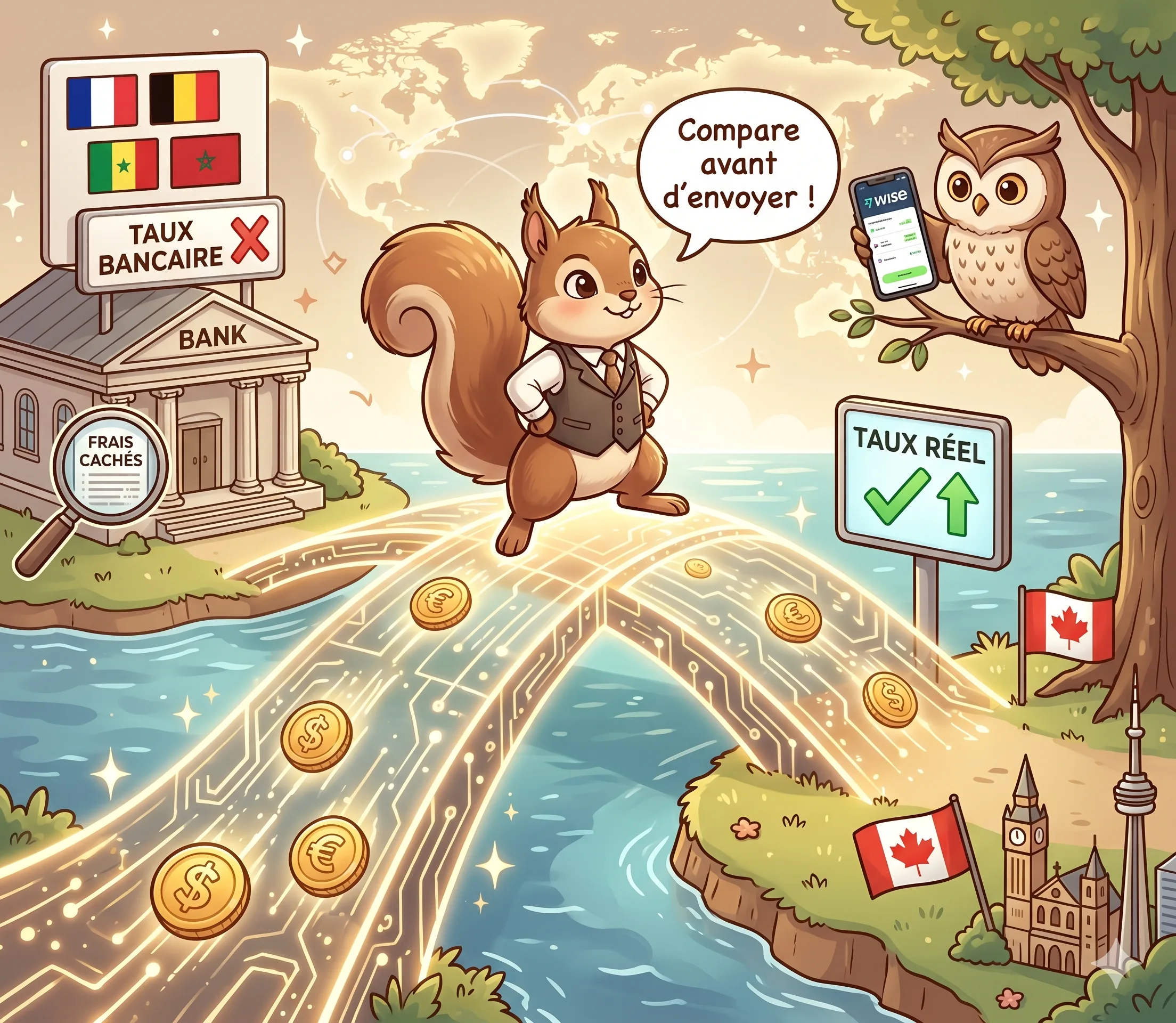 Transférer de l'argent vers et depuis le Canada : Wise, frais bancaires et taux de change (2026)